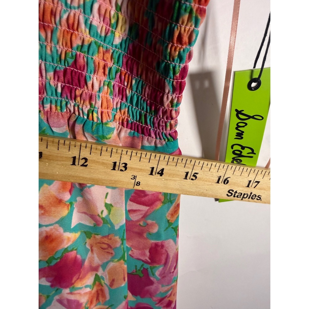 Sam Edelman Smocking Tier Dress Pink Multi Floral Maxi Size 10 41S083 NEW - Picture 10 of 10